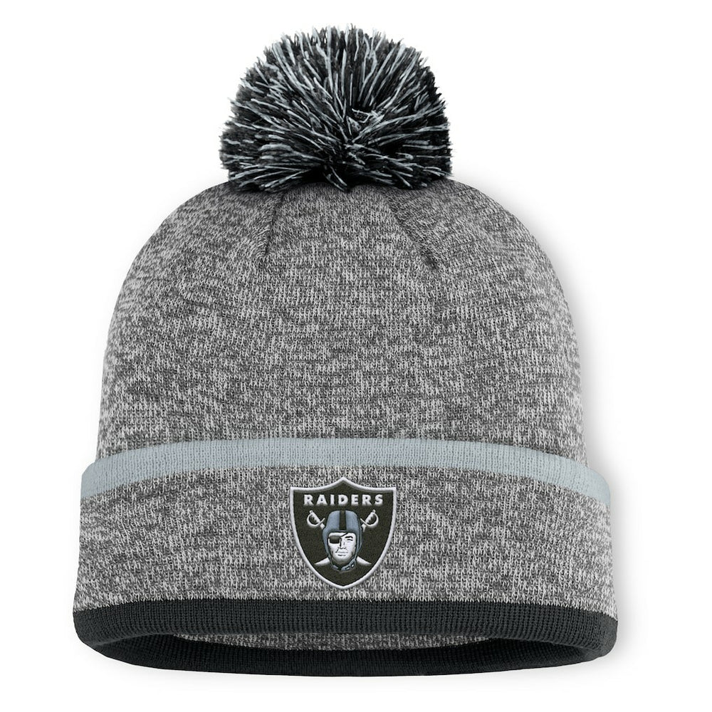 Las Vegas Raiders Motion Cuffed Knit Hat with Pom - Heather Gray for sale