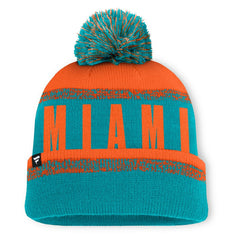 Miami Dolphins Play Action Cuffed Knit Hat with Pom - Aqua/Orange sale