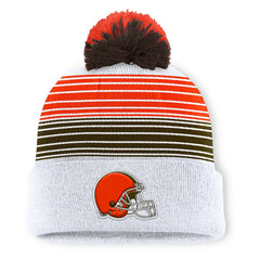 Cleveland Browns Ghost Cuffed Knit Hat with Pom - White on sale