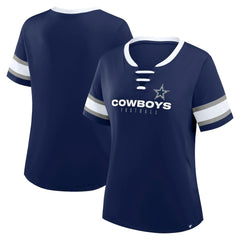Dallas Cowboys Women's Redzone Draw Play Athena Lace-Up T-Shirt - Navy cheap
