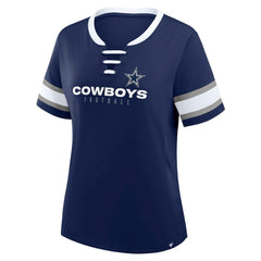 Dallas Cowboys Women's Redzone Draw Play Athena Lace-Up T-Shirt - Navy cheap