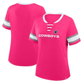 Dallas Cowboys Women's Redzone Draw Play Athena Lace-Up T-Shirt - Pink cheap