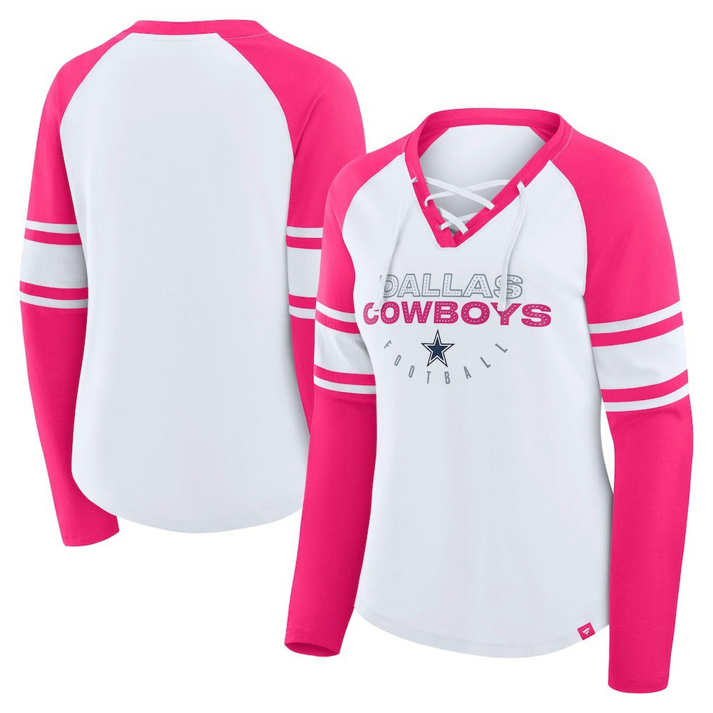Dallas Cowboys Women's White/Pink NFL Womens Redzone Bling Lace Up LST cheap