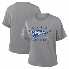 Dallas Cowboys Women's Pennant Wave Tribute Tri-Blend Boxy T-Shirt - Heather Gray outlet