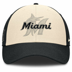 Miami Marlins Statement Club Performance Adjustable Hat - Black/Natural | Nike
