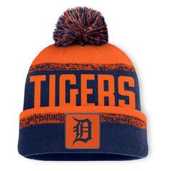 Detroit Tigers No-Doubter Cuffed Knit Hat with Pom - Navy/Orange
