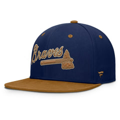 Atlanta Braves Splinter Fitted Hat - Navy/Tan