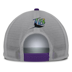 Tampa Bay Rays Cranked Foam Front Patch Trucker Adjustable Hat - Gray/White