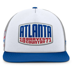 Atlanta Braves Cranked Foam Front Patch Trucker Adjustable Hat - Gray/White