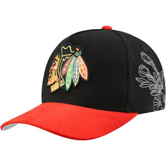 Chicago Blackhawks Mitchell & Ness May Flowers Pro Crown Adjustable Hat Black/Red