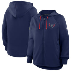 Washington Capitals Fanatics Women's Authentic Pro Rink Raglan Full-Zip Hoodie Navy