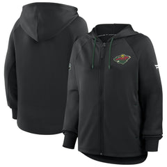 Minnesota Wild Fanatics Women's Authentic Pro Rink Raglan Full-Zip Hoodie Black