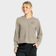 Colorado Avalanche Fanatics Women's Authentic Pro Road Tri-Blend Quarter-Zip Hoodie Tan