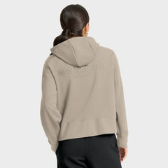 Minnesota Wild Fanatics Women's Authentic Pro Road Tri-Blend Quarter-Zip Hoodie Tan