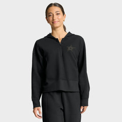Dallas Stars Fanatics Women's Authentic Pro Road Tri-Blend Quarter-Zip Hoodie Black