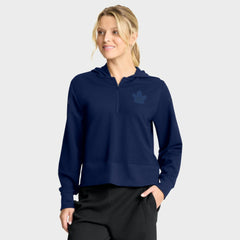 Toronto Maple Leafs Fanatics Women's Authentic Pro Road Tri-Blend Quarter-Zip Hoodie Navy