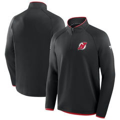 New Jersey Devils Fanatics Authentic Pro Rink Raglan Quarter-Zip Pullover Black