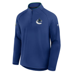 Vancouver Canucks Fanatics Authentic Pro Rink Training Quarter-Zip Pullover Blue