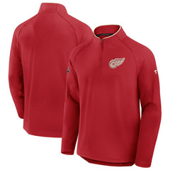 Detroit Red Wings Fanatics Authentic Pro Rink Training Centennial Raglan Quarter-Zip Pullover Red