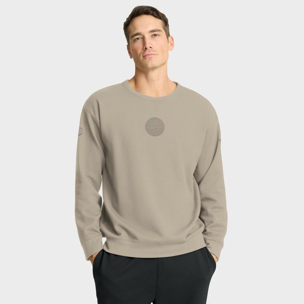 New York Islanders Fanatics Authentic Pro Road Tri-Blend Sweatshirt Tan