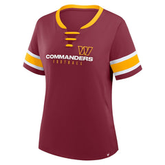 Washington Commanders Women's Redzone Draw Play Athena Lace-Up T-Shirt - Burgundy on sale