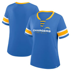 Los Angeles Chargers Women's Redzone Draw Play Athena Lace-Up T-Shirt - Powder Blue sale