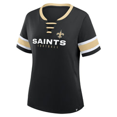 New Orleans Saints Women's Redzone Draw Play Athena Lace-Up T-Shirt - Black outlet