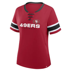 San Francisco 49ers Women's Redzone Draw Play Athena Lace-Up T-Shirt - Scarlet online