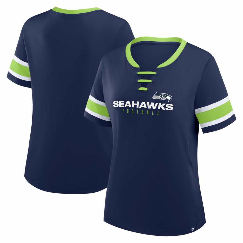 Seattle Seahawks Women's Redzone Draw Play Athena Lace-Up T-Shirt - College Navy cheap