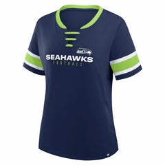 Seattle Seahawks Women's Redzone Draw Play Athena Lace-Up T-Shirt - College Navy cheap