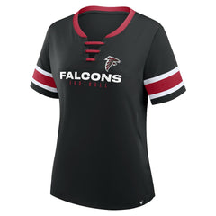 Atlanta Falcons Women's Redzone Draw Play Athena Lace-Up T-Shirt - Black for sale