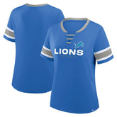 Detroit Lions Women's Redzone Draw Play Athena Lace-Up T-Shirt - Blue cheap