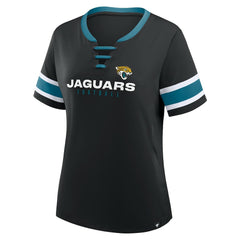 Jacksonville Jaguars Women's Redzone Draw Play Athena Lace-Up T-Shirt - Black outlet