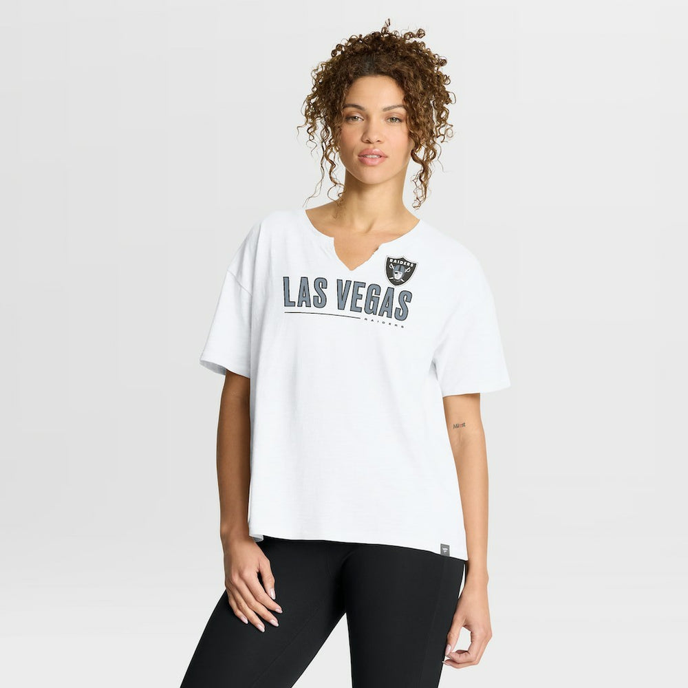 Las Vegas Raiders Women's Redzone Slub Boxy T-Shirt - White discount