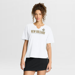 New Orleans Saints Women's Redzone Slub Boxy T-Shirt - White for sale