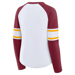 Washington Commanders Women's Redzone Blitz Package Raglan Lace-Up V-Neck Long Sleeve T-Shirt - White/Burgundy online