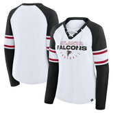 Atlanta Falcons Women's Redzone Blitz Package Raglan Lace-Up V-Neck Long Sleeve T-Shirt - White/Black online