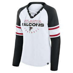 Atlanta Falcons Women's Redzone Blitz Package Raglan Lace-Up V-Neck Long Sleeve T-Shirt - White/Black online