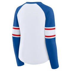 Buffalo Bills Women's Redzone Blitz Package Raglan Lace-Up V-Neck Long Sleeve T-Shirt - White/Royal sale
