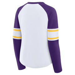 Minnesota Vikings Women's Redzone Blitz Package Raglan Lace-Up V-Neck Long Sleeve T-Shirt - White/Purple cheap