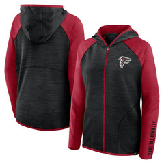 Atlanta Falcons Women's Redzone End Around Pass Raglan Full-Zip Hoodie - Black/Red on sale