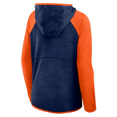 Denver Broncos Women's Redzone End Around Pass Raglan Full-Zip Hoodie - Navy/Orange on sale