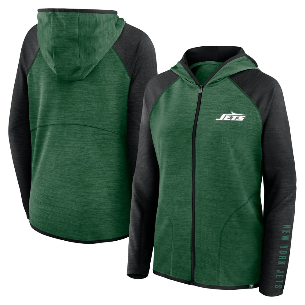 New York Jets Women's Redzone End Around Pass Raglan Full-Zip Hoodie - Green/Black outlet