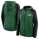New York Jets Women's Redzone End Around Pass Raglan Full-Zip Hoodie - Green/Black outlet