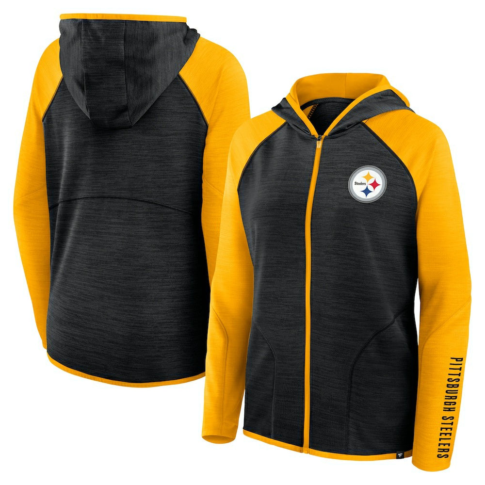 Pittsburgh Steelers Women's Redzone End Around Pass Raglan Full-Zip Hoodie - Black/Gold sale