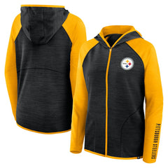 Pittsburgh Steelers Women's Redzone End Around Pass Raglan Full-Zip Hoodie - Black/Gold sale