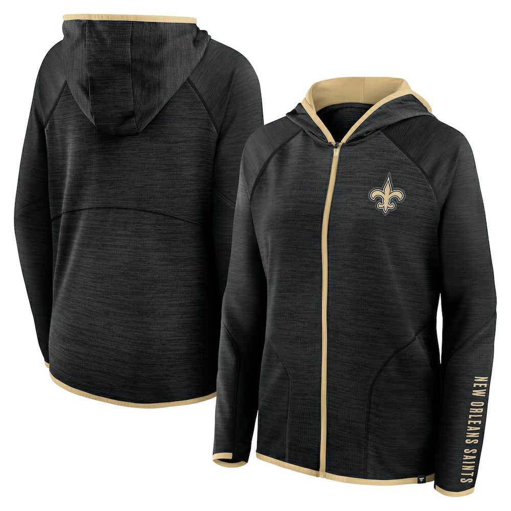 New Orleans Saints Women's Redzone End Around Pass Raglan Full-Zip Hoodie - Black for sale
