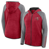 Tampa Bay Buccaneers Women's Redzone End Around Pass Raglan Full-Zip Hoodie - Red/Pewter on sale