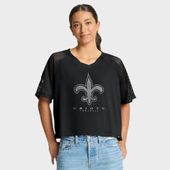 New Orleans Saints Women's Oversized Raglan V-Neck Blackout Fashion Jersey sale