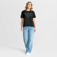 Green Bay Packers Women's Blackout Kneel Down Legacy T-Shirt - Black outlet